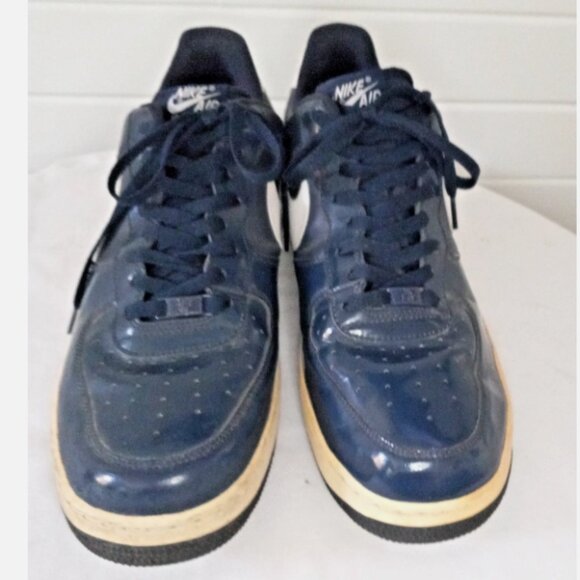 Nike Air Force 1 Men’s Sz 14 Navy Blue Patent Leather 315122-410 Sneakers - Picture 3 of 11